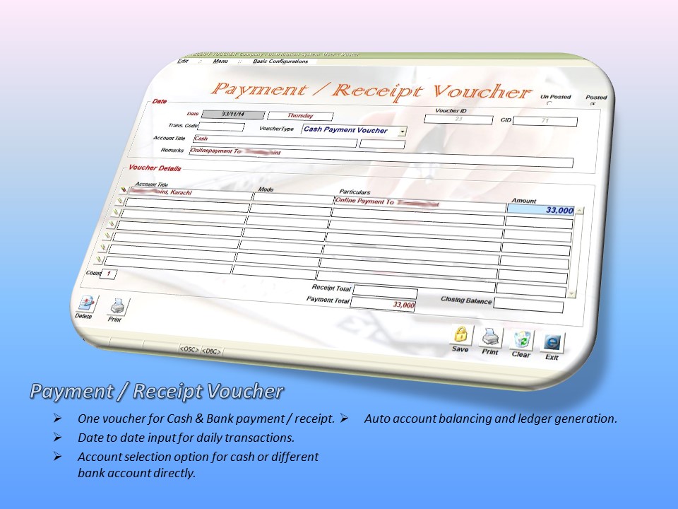 Cash Bank Voucher